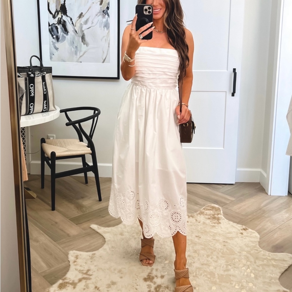 Abercrombie Emerson Strapless Poplin Midi Dress